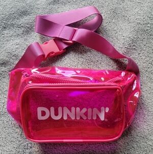 Dunkin' Donuts Clear Neon Pink Fanny Pack Crossbody Belt Bag